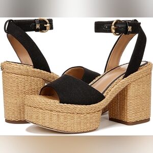 Sam Edelman Black and Tan Platform Sandals